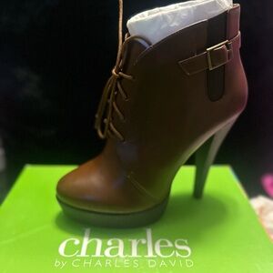 Charles David Dark Brown Heeled Boots